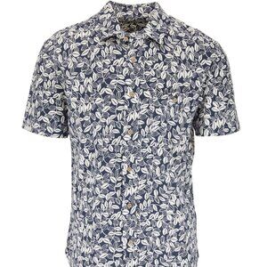 Faherty Avalinas Blue Short Sleeve Knit Sport Short Sleeve Shirt Size Small EUC